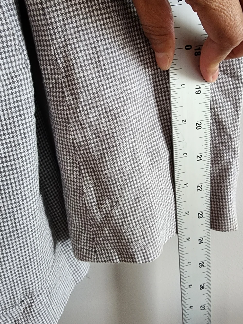 Stafford Linen Blend Men's 46R Blazer Sport Coat Gray Houndstooth Classic Fit